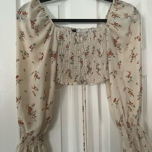 Windsor ruched crop top with fully puffy sleeve